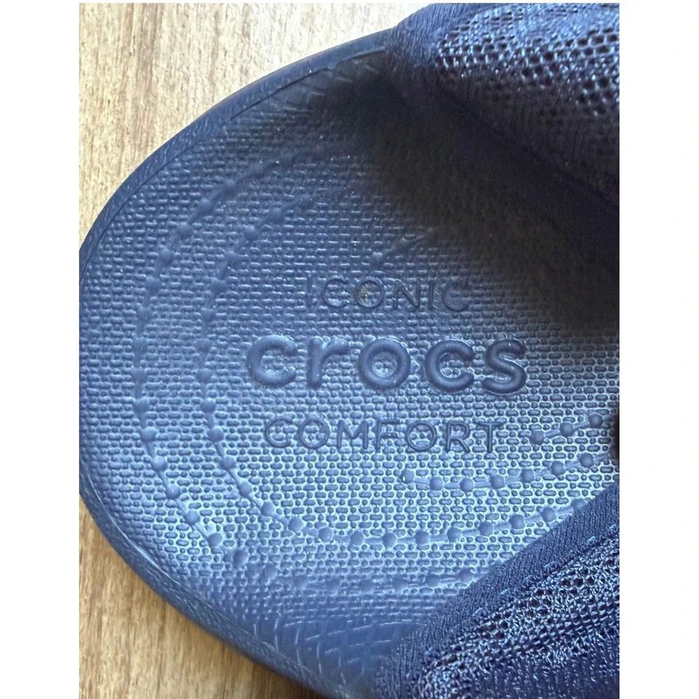 Crocs Mens Swiftwater Mesh Deck Water Sandals 9 Navy Yellow 205289 Gorpcore